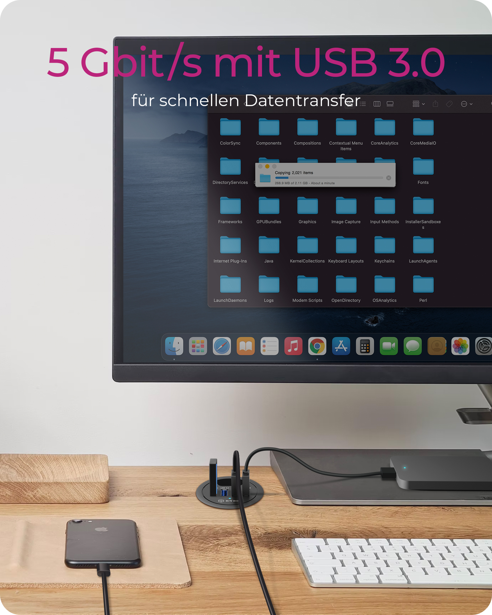 4 Port Tisch-Hub mit USB Type-A Anschluss