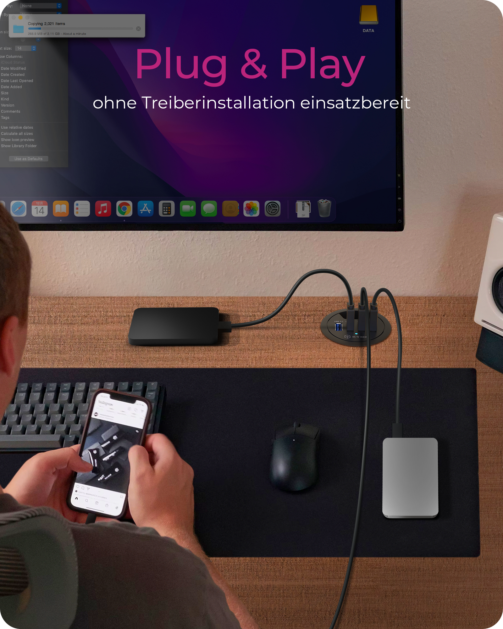 4 Port Tisch-Hub mit USB Type-A Anschluss