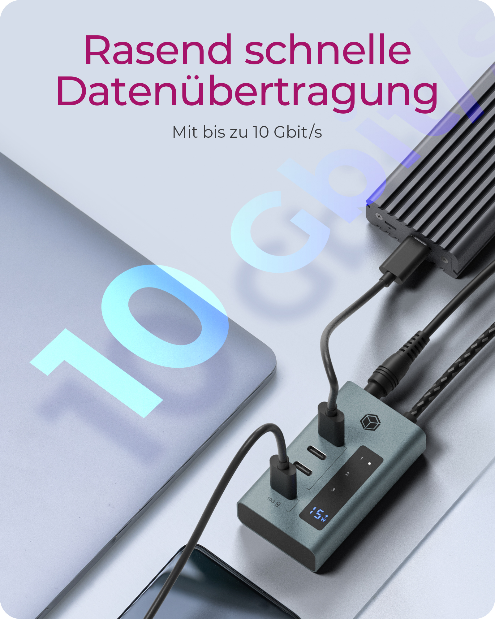 4-Port Hub mit USB 3.2 Gen 2 Type-C® Anschluss