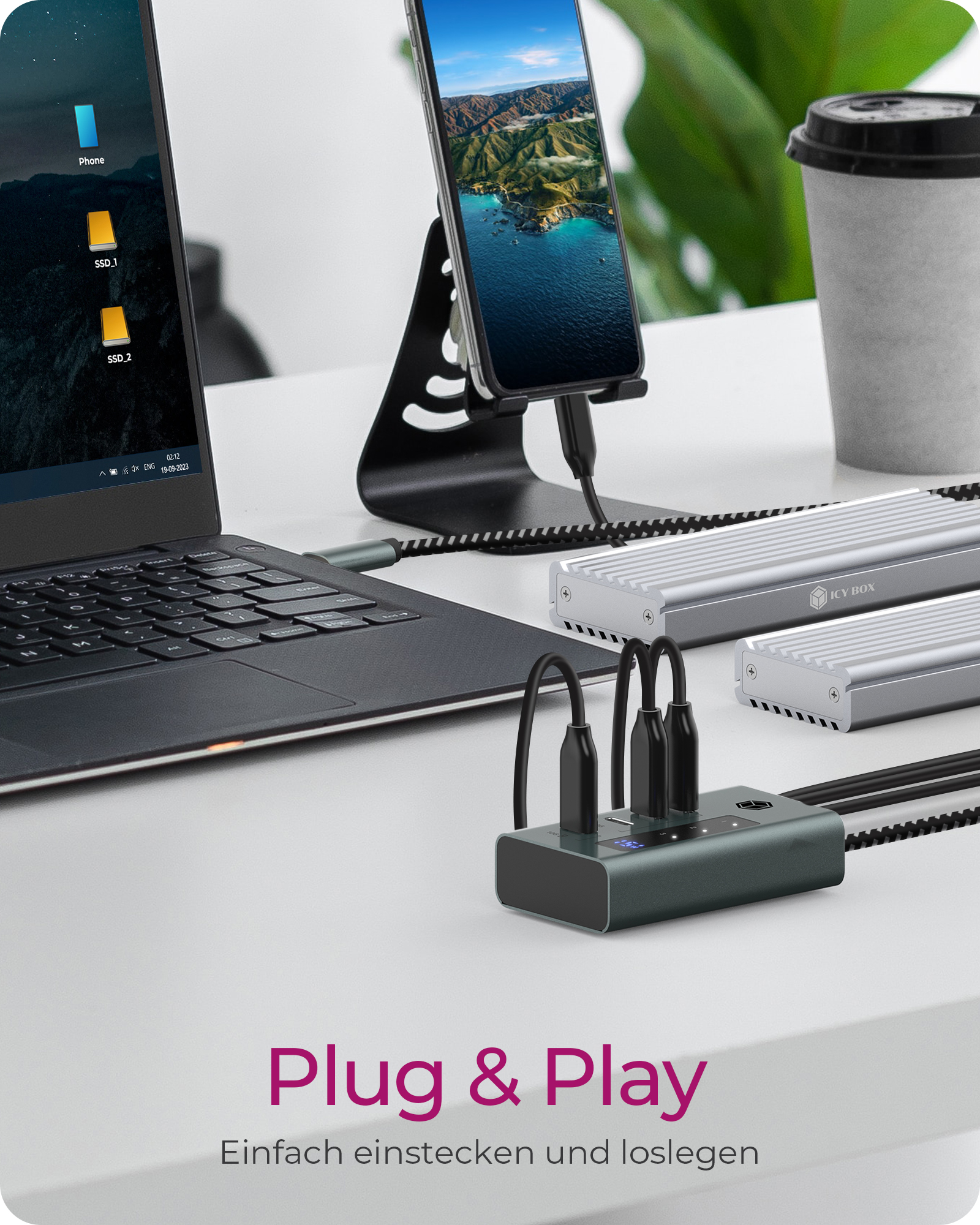 4-Port Hub mit USB 3.2 Gen 2 Type-C® Anschluss