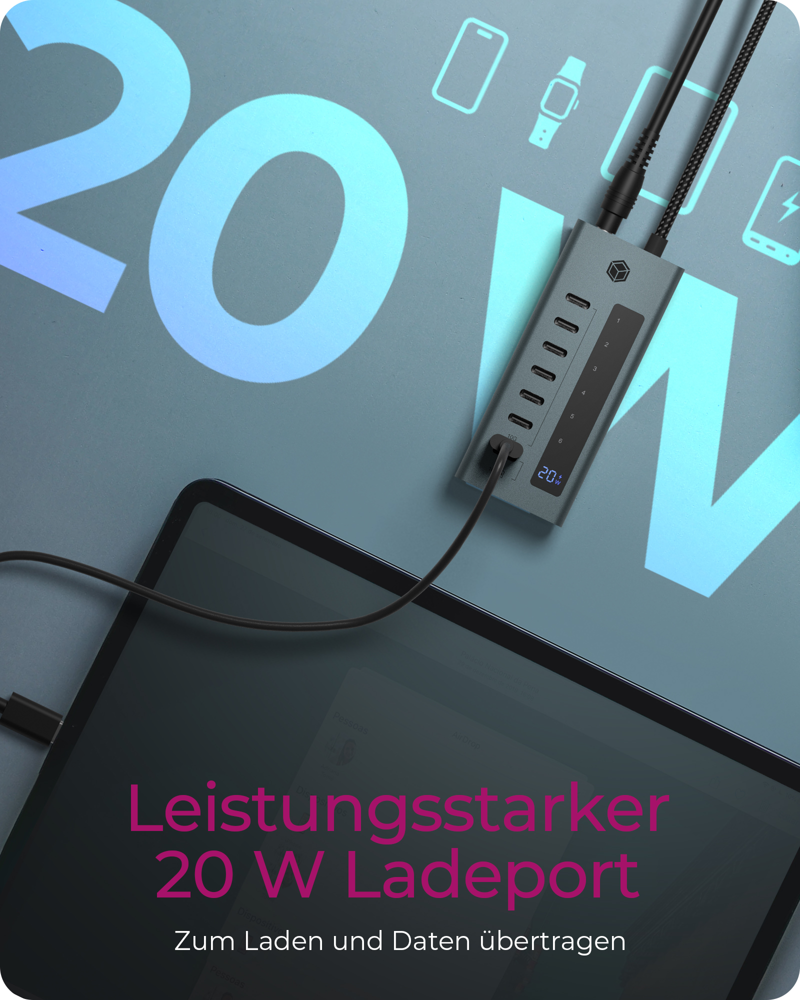 7-Port Hub mit USB 3.2 Gen 2 Type-C® Anschluss