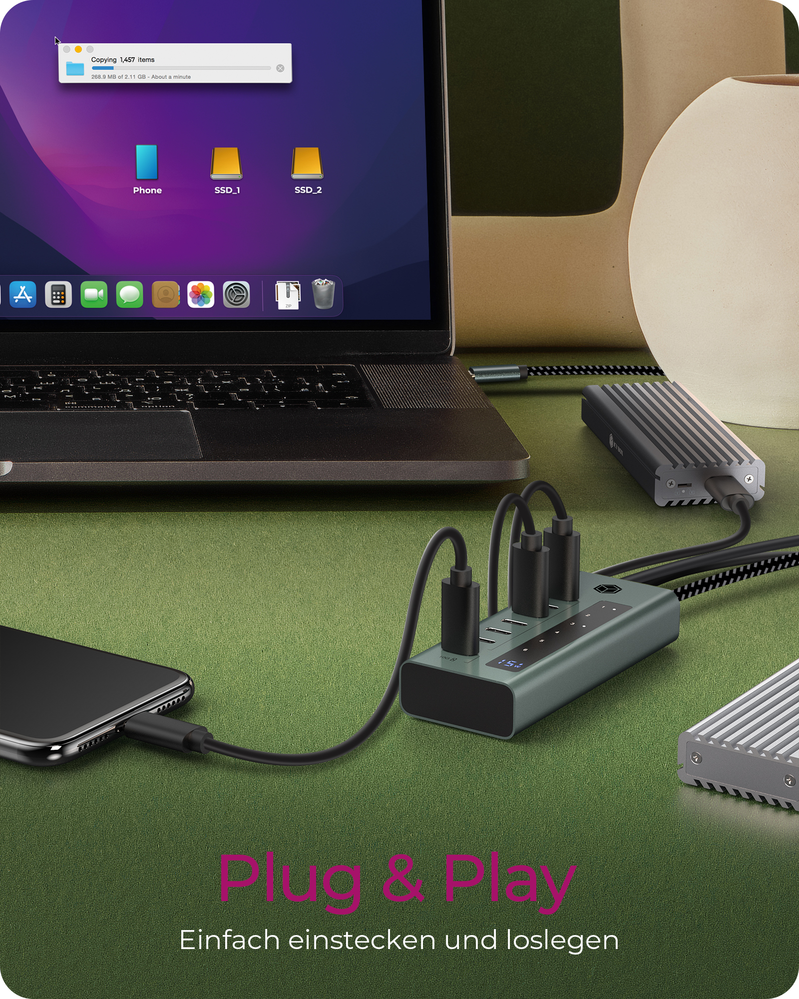 7-Port Hub mit USB 3.2 Gen 2 Type-C® Anschluss
