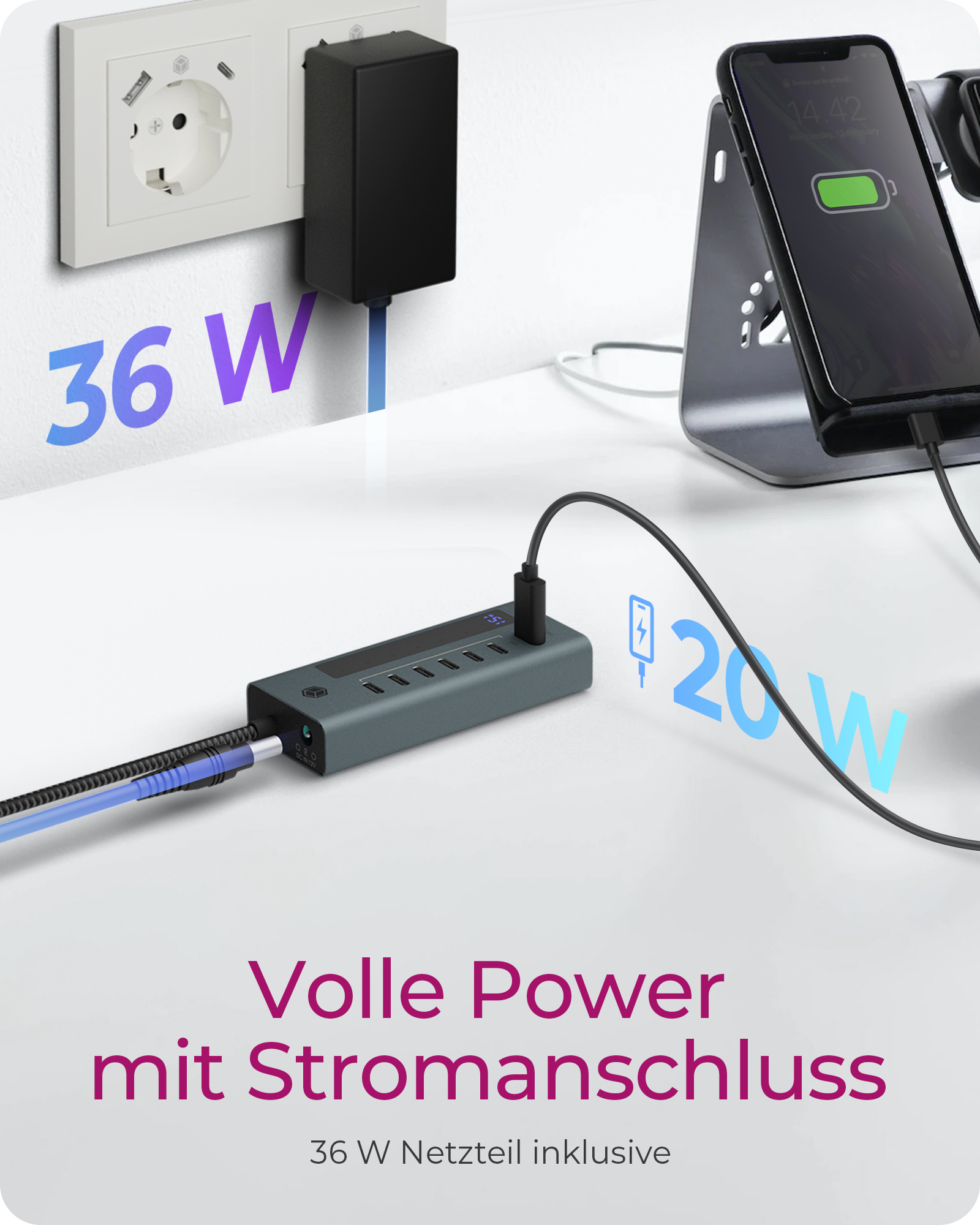 7-Port Hub mit USB 3.2 Gen 2 Type-C® Anschluss
