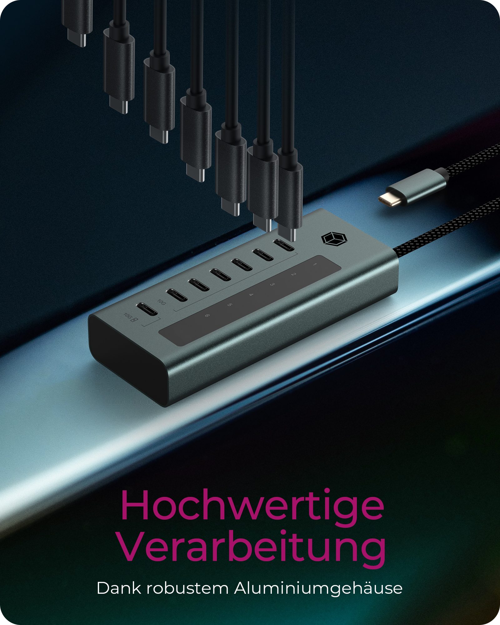7-Port Hub mit USB 3.2 Gen 2 Type-C® Anschluss