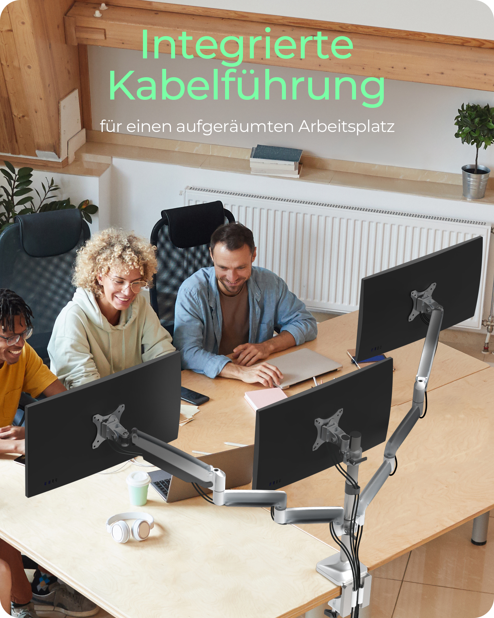Monitorständer, Tischhalterung für drei Monitore bis zu 32" (81 cm) Drehmomenteinstellung