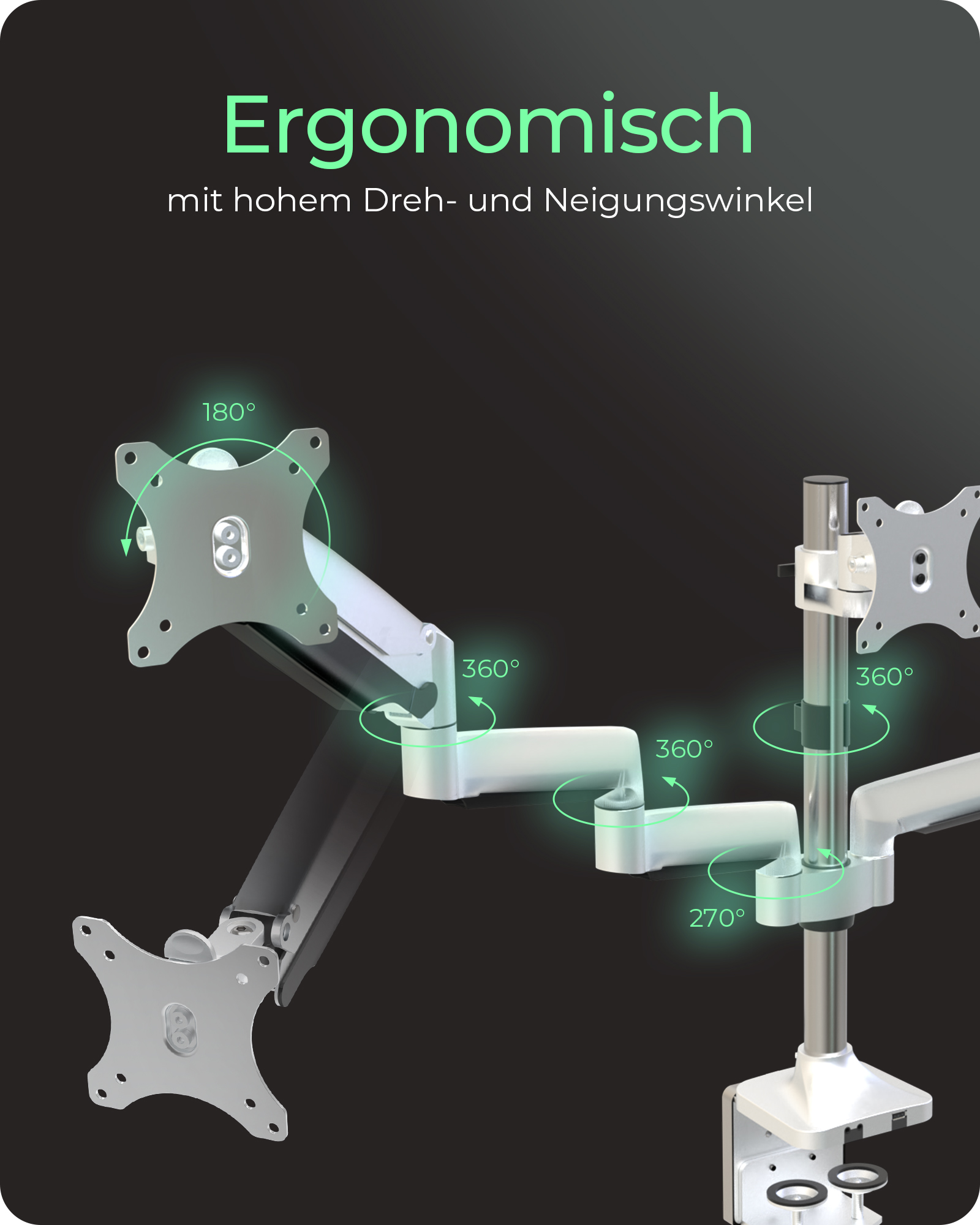 Monitorständer, Tischhalterung für drei Monitore bis zu 32" (81 cm) Drehmomenteinstellung