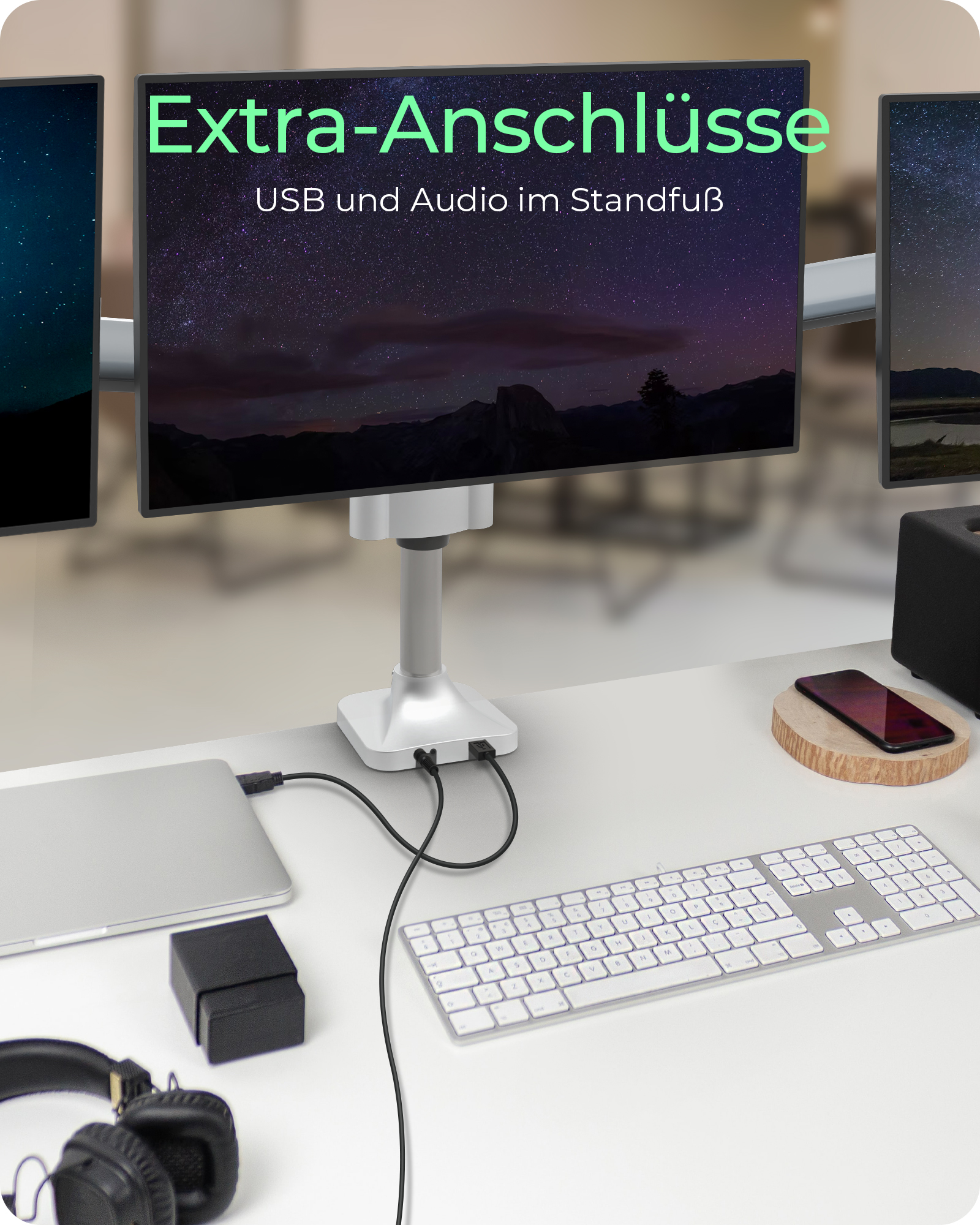 Monitorständer, Tischhalterung für drei Monitore bis zu 32" (81 cm) Drehmomenteinstellung