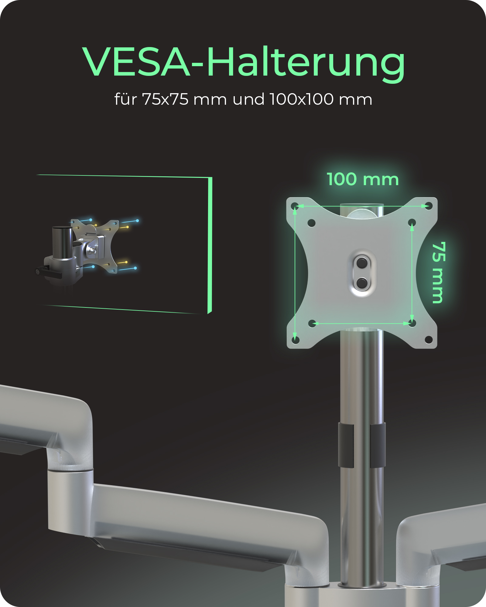 Monitorständer, Tischhalterung für drei Monitore bis zu 32" (81 cm) Drehmomenteinstellung