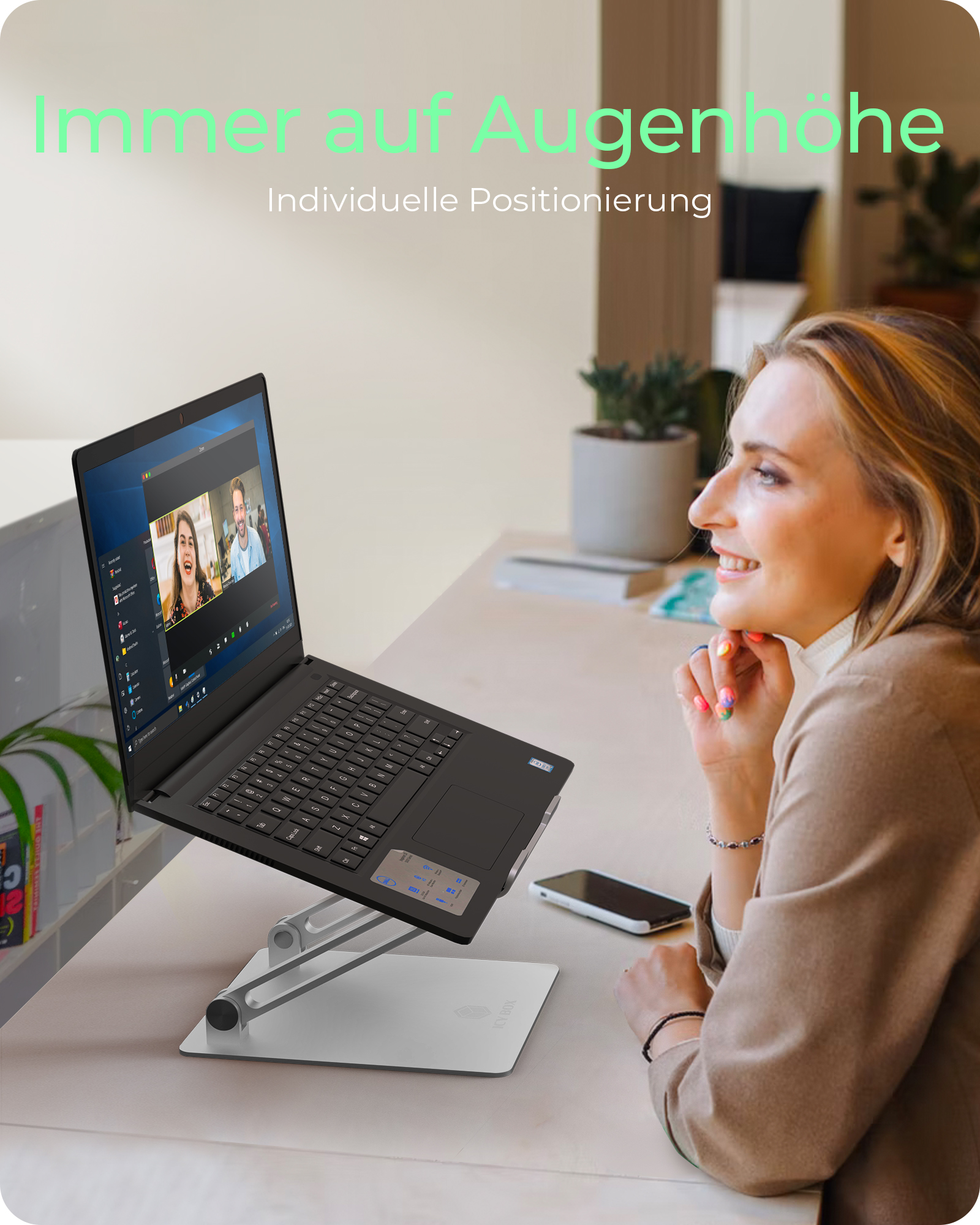 Halterung für Notebooks bis 17" rutschfest und höhenverstellbar