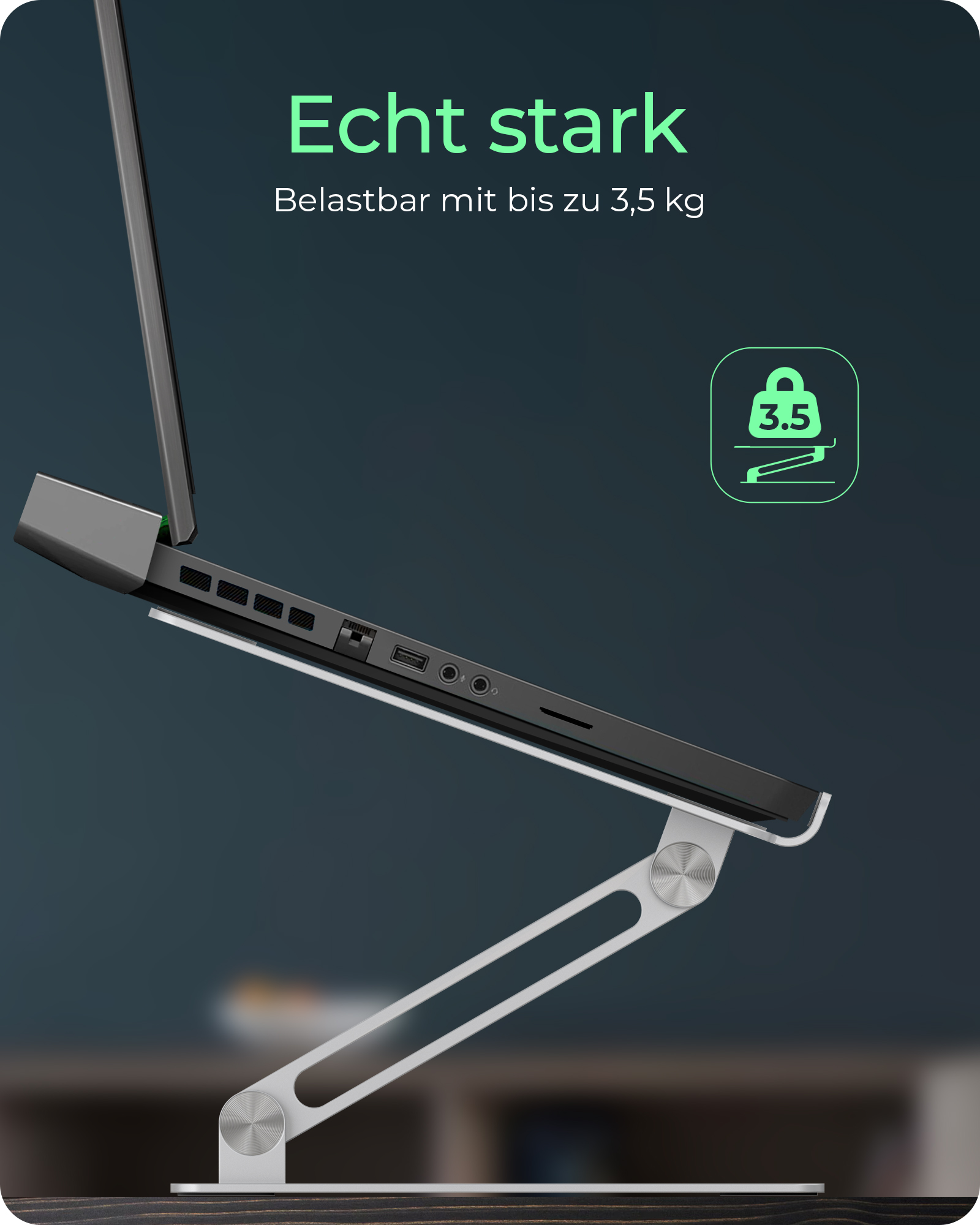 Halterung für Notebooks bis 17" rutschfest und höhenverstellbar