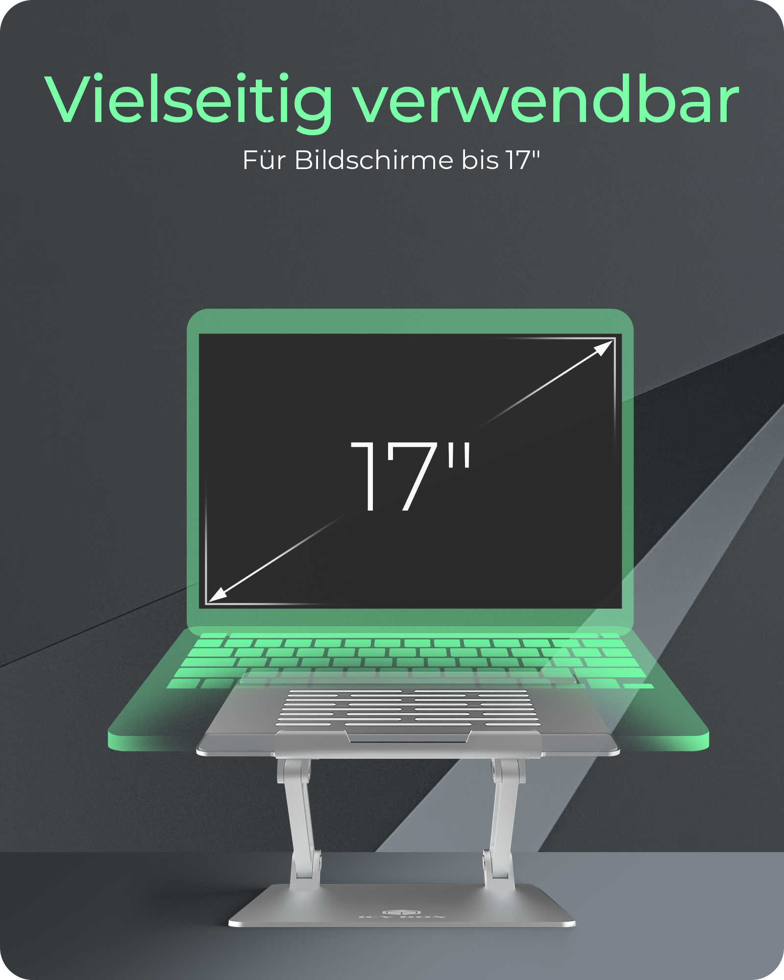 Halterung für Notebooks bis 17" rutschfest und höhenverstellbar